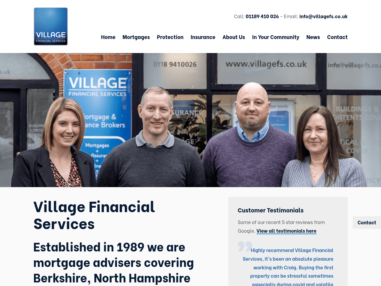 Village Financial Services website preview