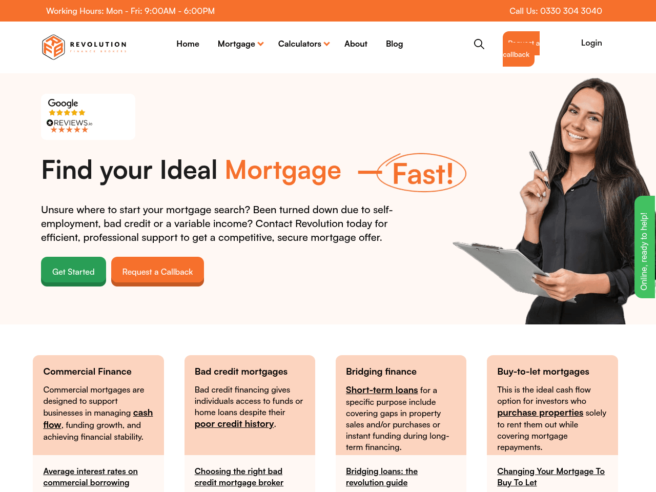 Revolution Finance Brokers website preview