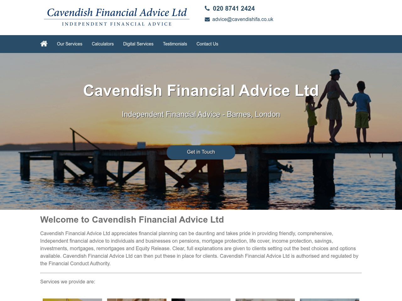 Cavendish Financial Advice website preview