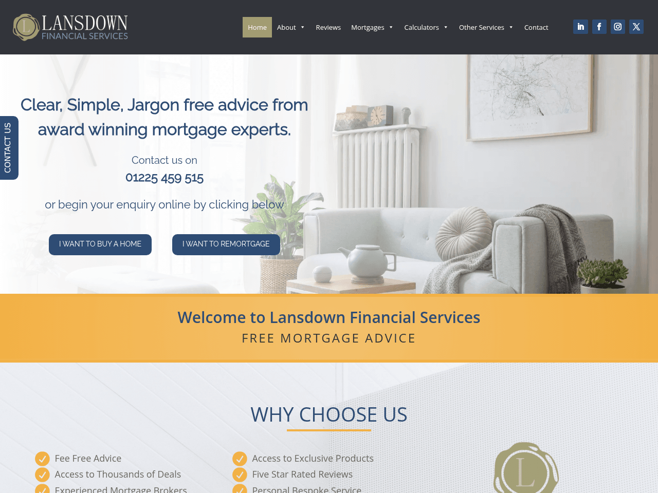 Lansdown Financial Services website preview
