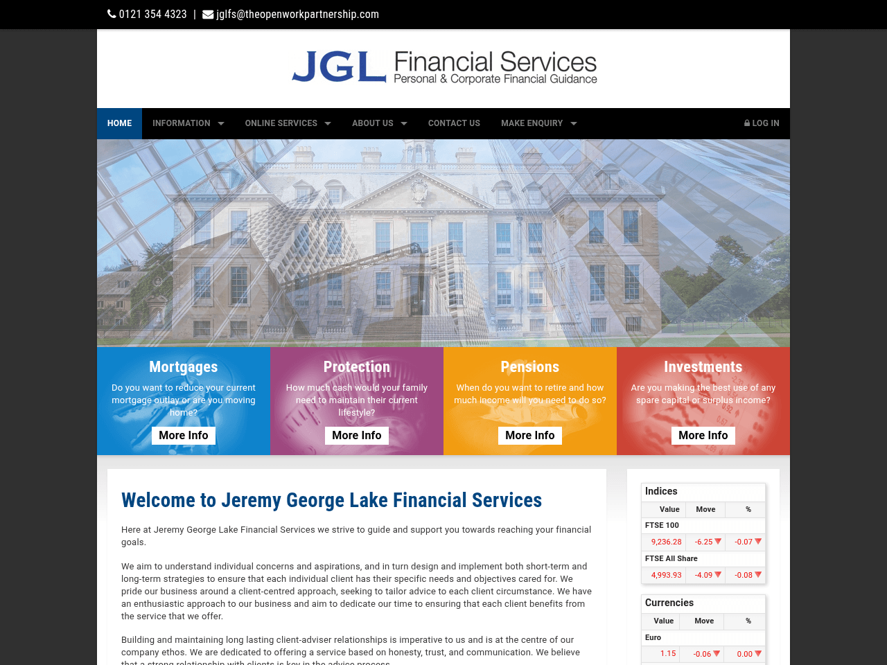 Jeremy George Lake Financial Services website preview