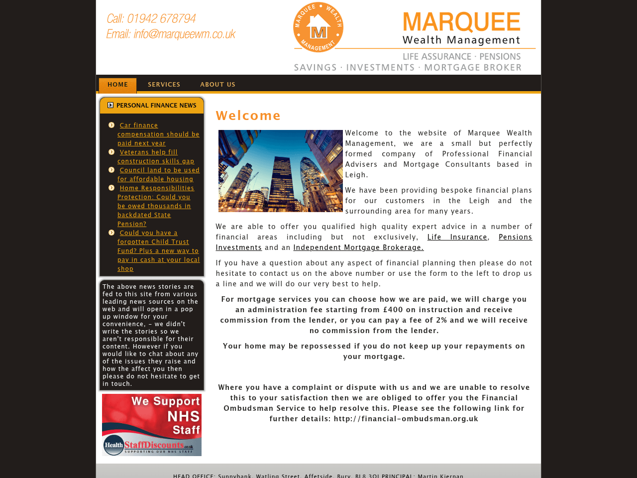 Marquee Wealth Management website preview