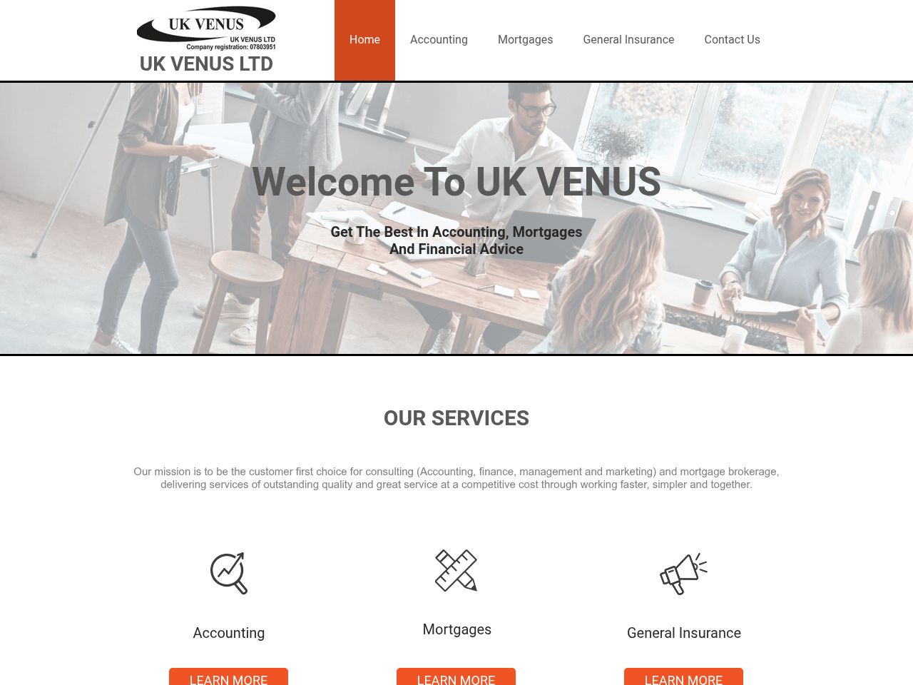 UK VENUS website preview