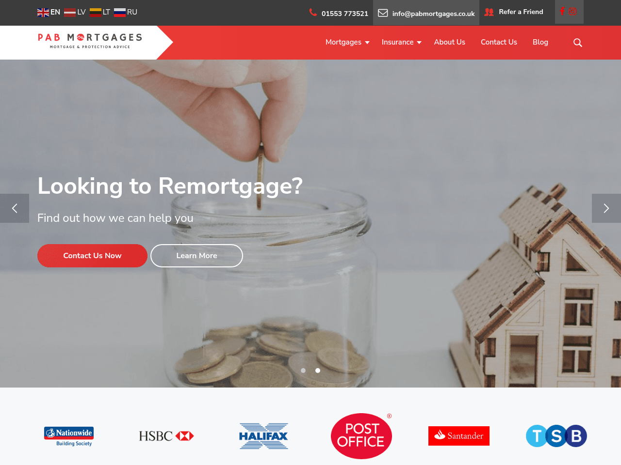 PAB Mortgages website preview