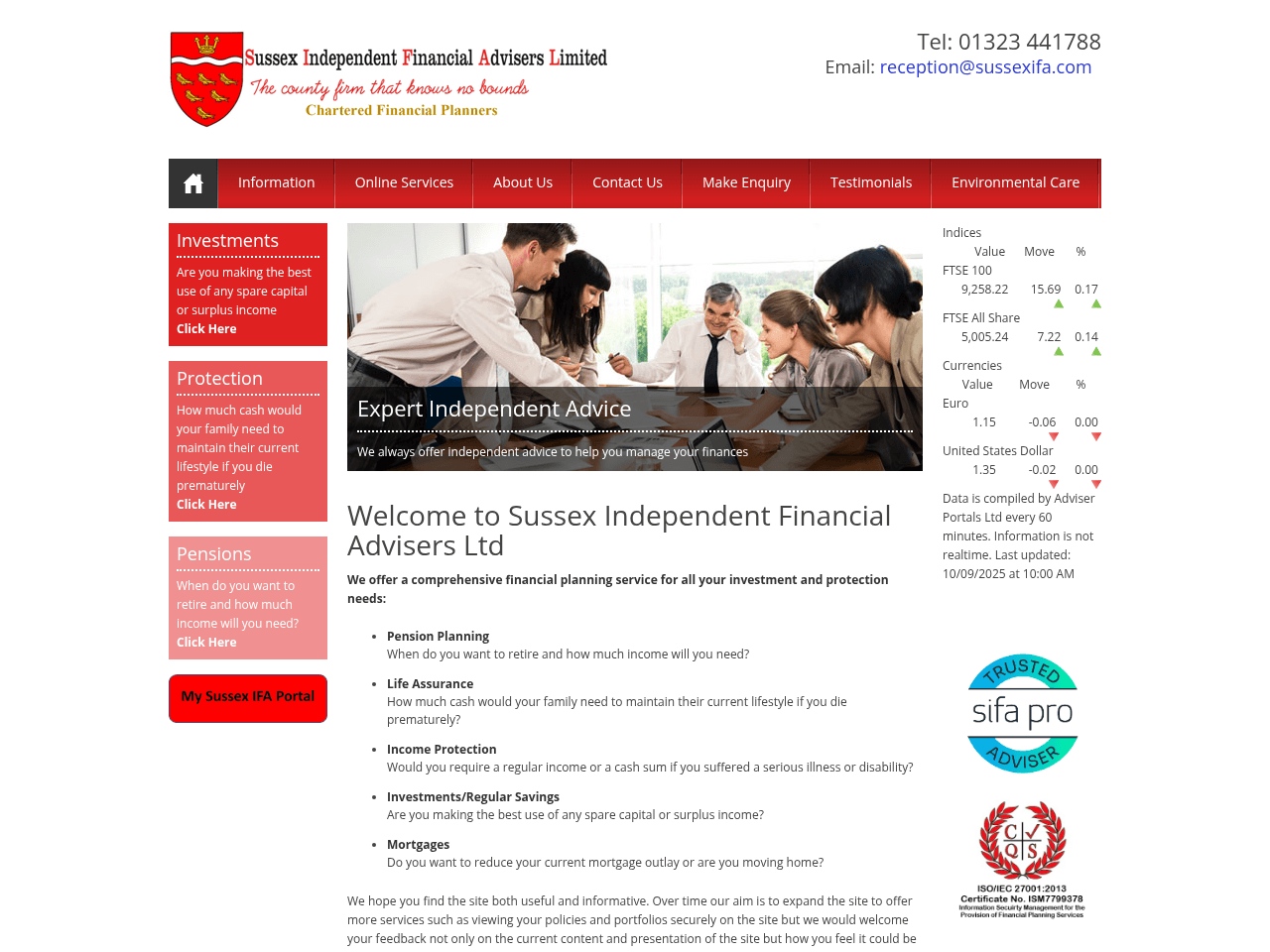 Sussex IFA website preview