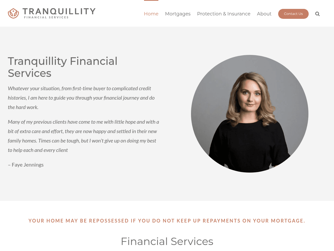 Tranquillity Financial Services website preview