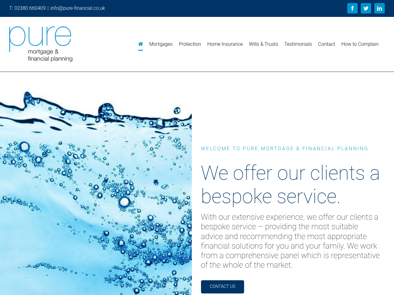 Pure Mortgage & Financial Planning website preview