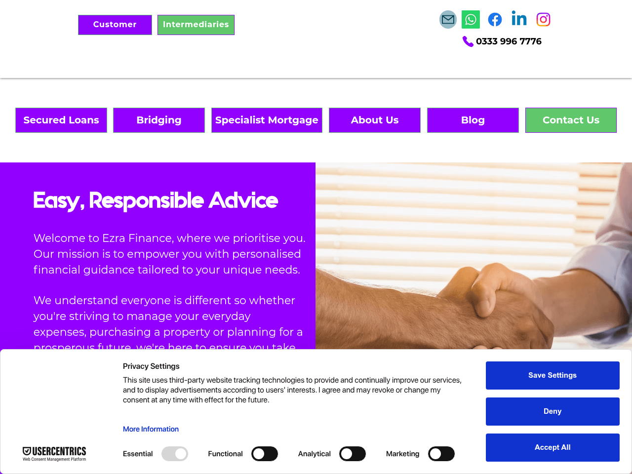 Ezra Finance website preview