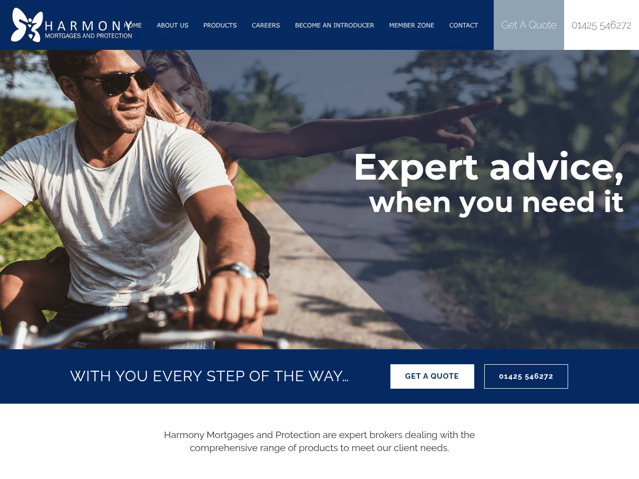 Harmony Mortgages & Protection website preview