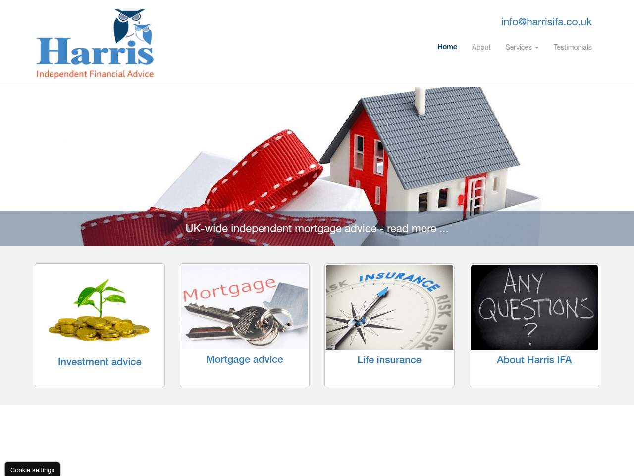 Harris Independent Financial Advice website preview
