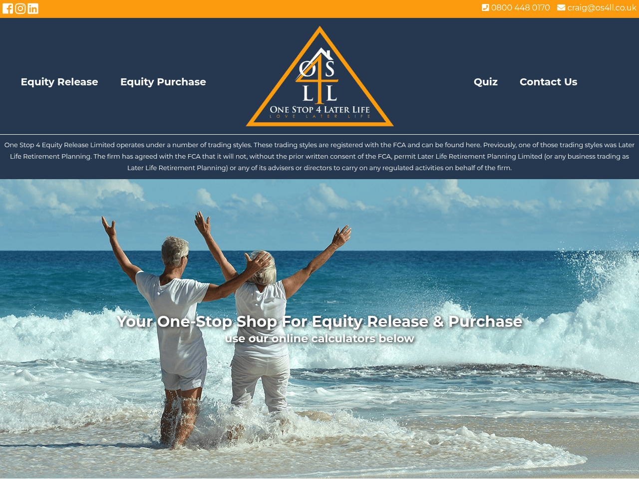 One Stop 4 Later Life website preview