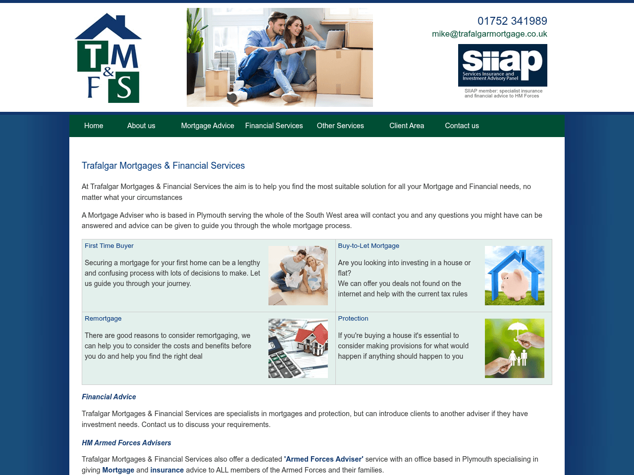 Trafalgar Mortgages & Financial Services website preview