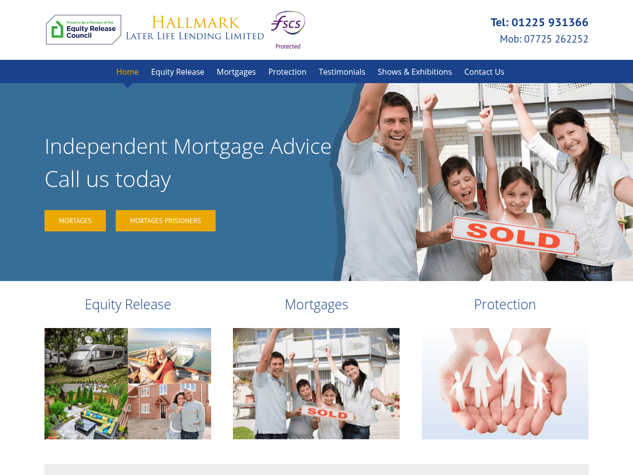 Hallmark Later Life Lending website preview