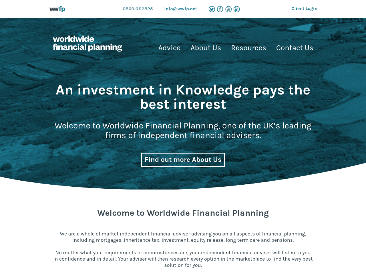 Worldwide Financial Planning website preview