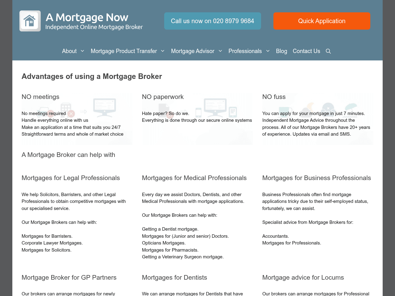 A Mortgage Now website preview