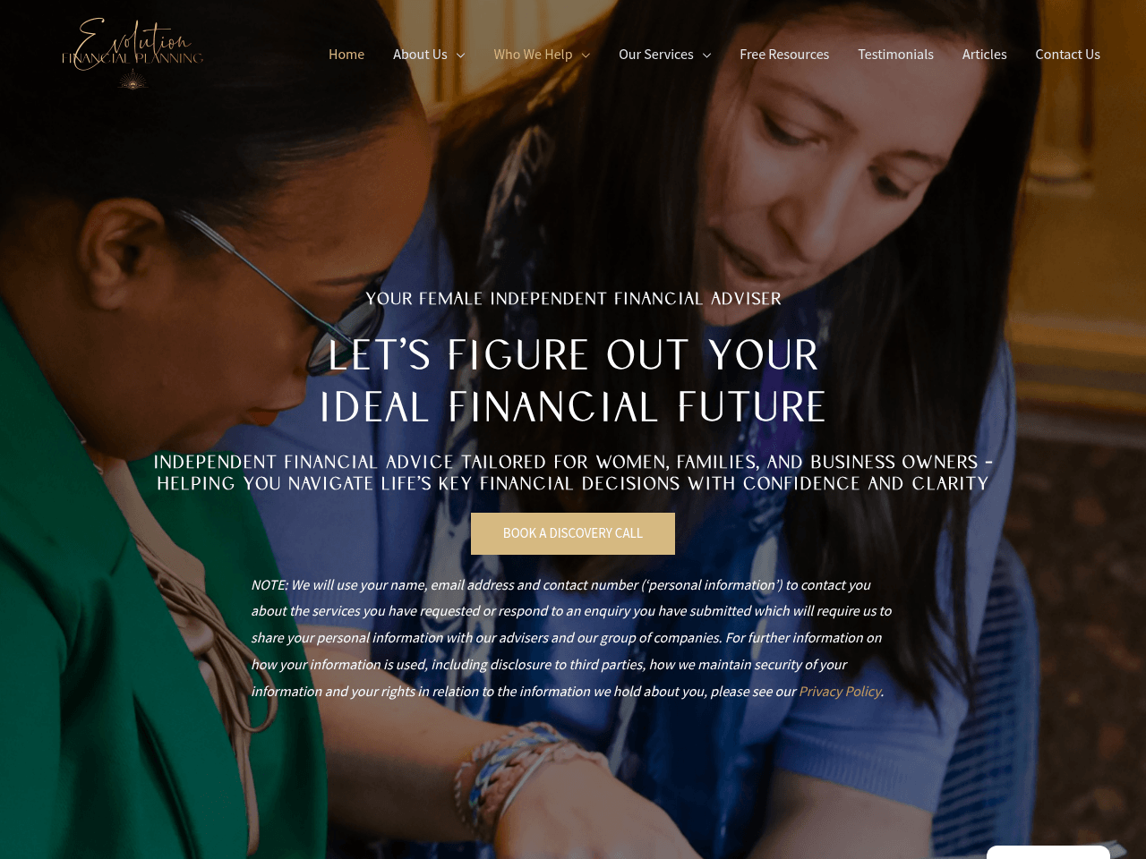 Evolution Financial Planning website preview