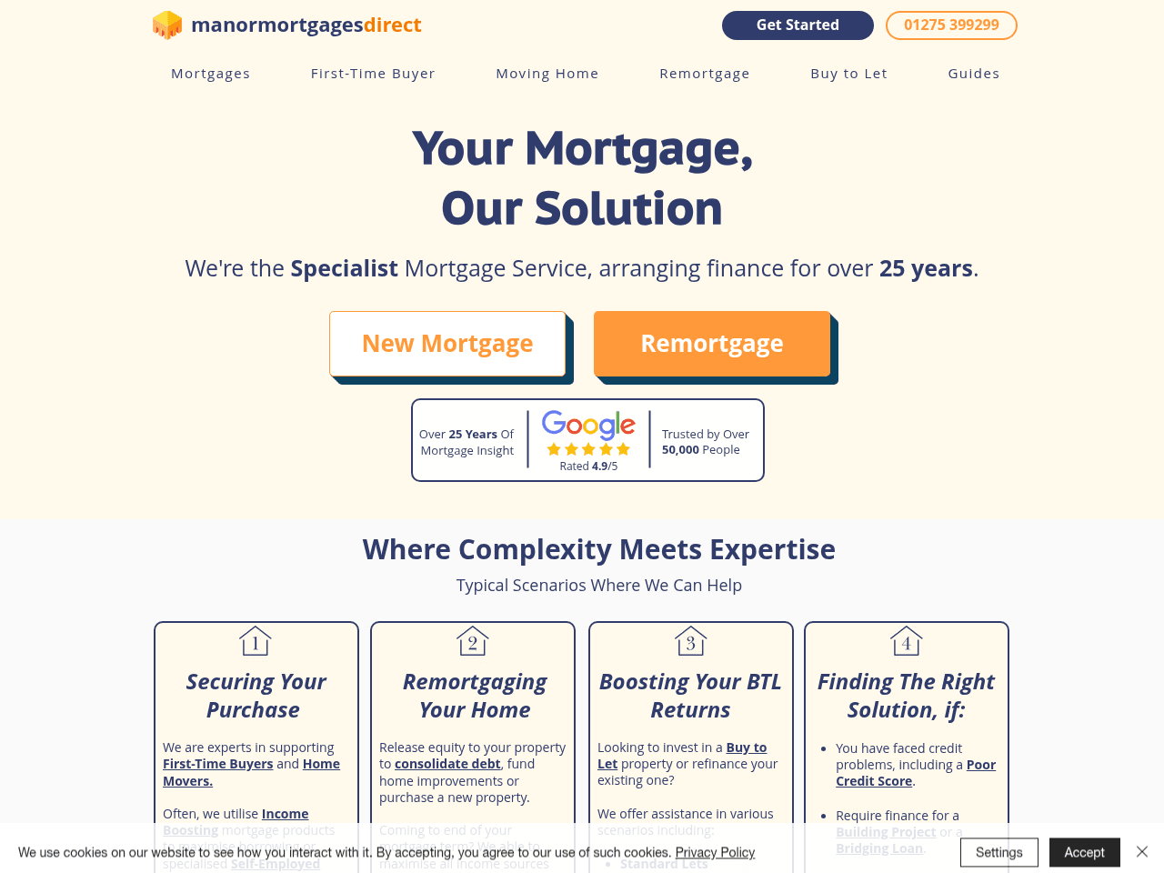 Manor Mortgages Direct website preview