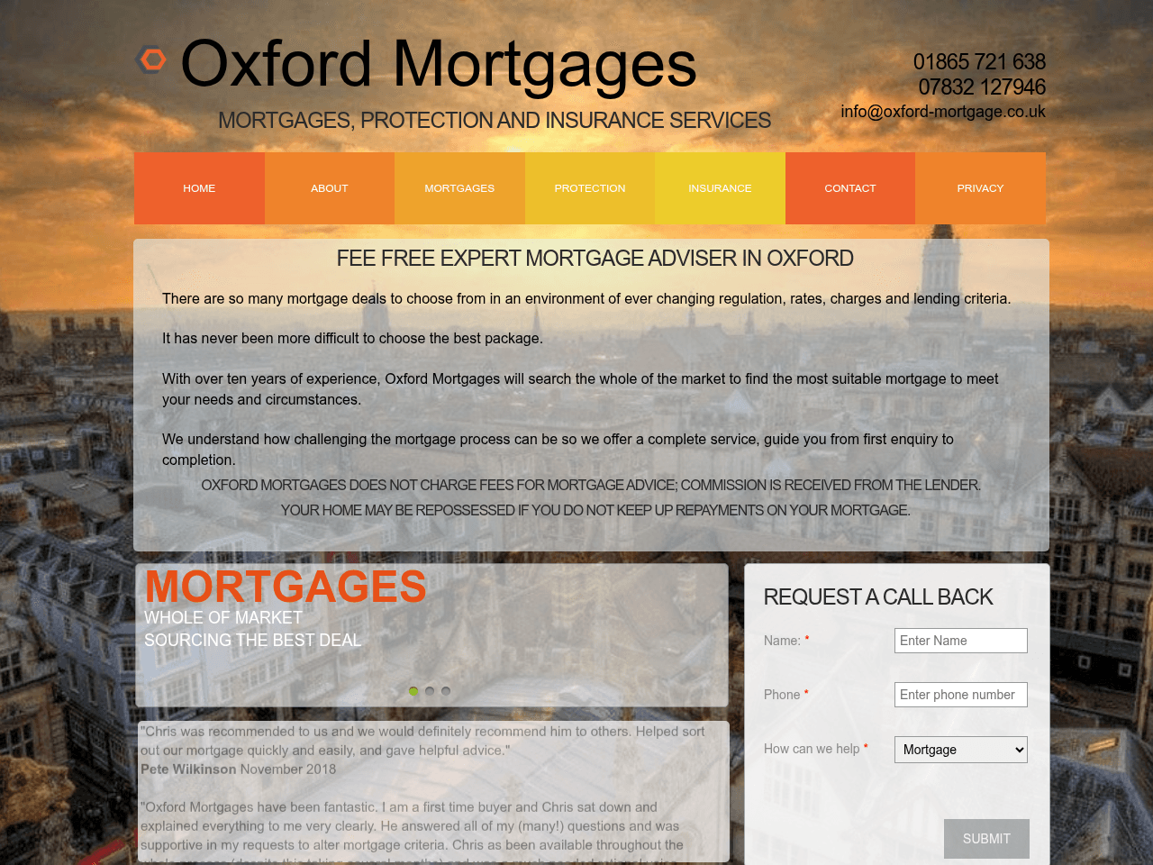 Oxford Mortgages website preview