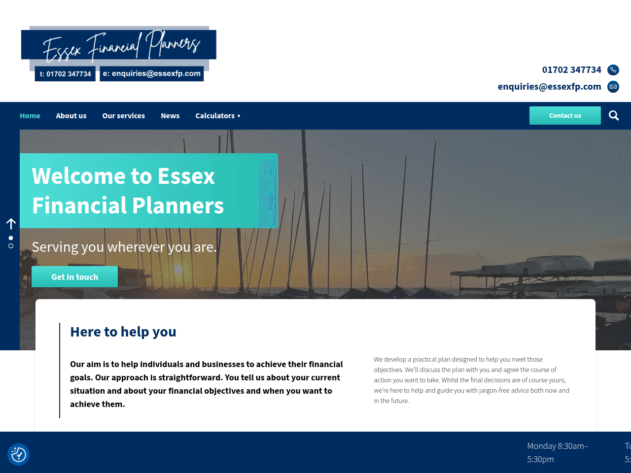 Essex Financial Planners website preview