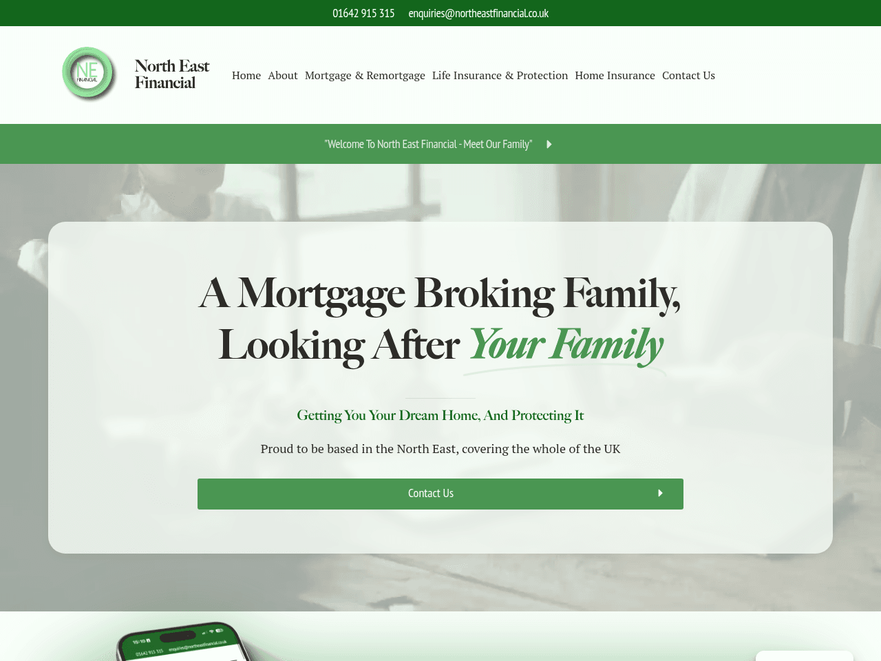 North East Financial website preview