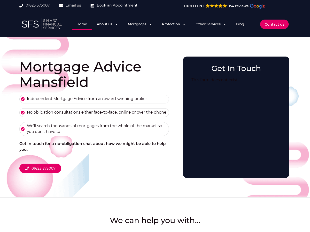 Mortgage Advice Mansfield website preview