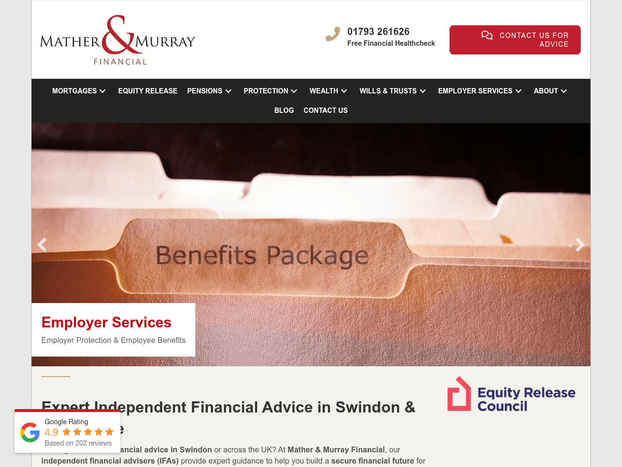 Mather & Murray Financial website preview