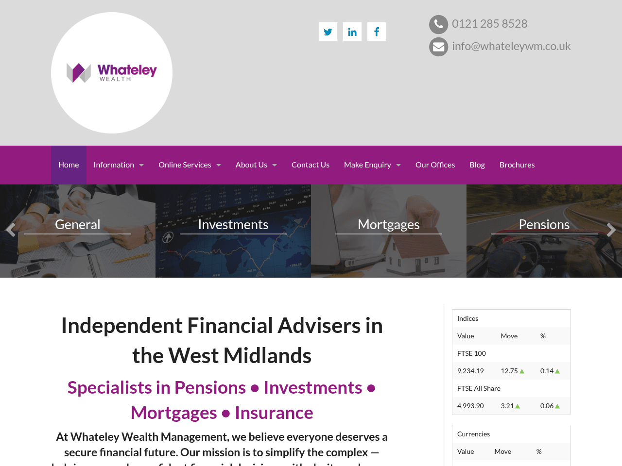 Whateley Wealth Management website preview