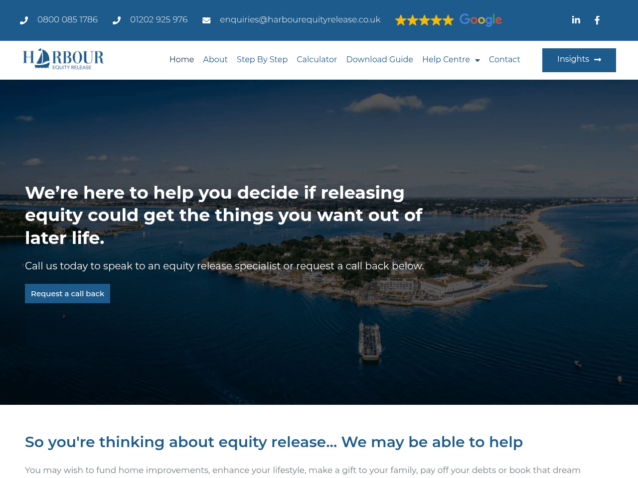 Harbour Equity Release website preview