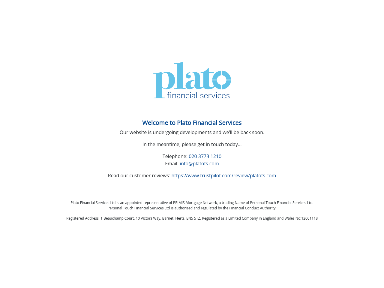 Plato Financial Services website preview