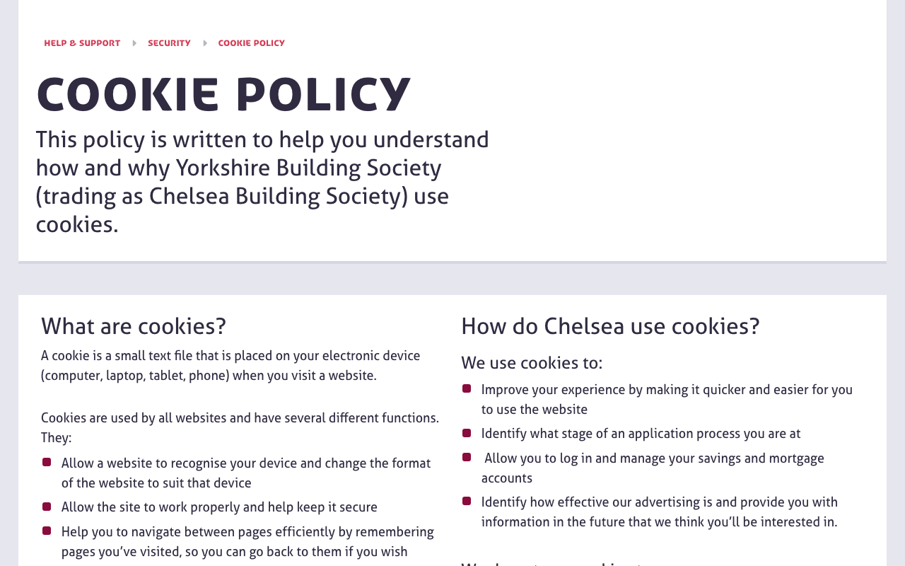 Chelsea Building Society website