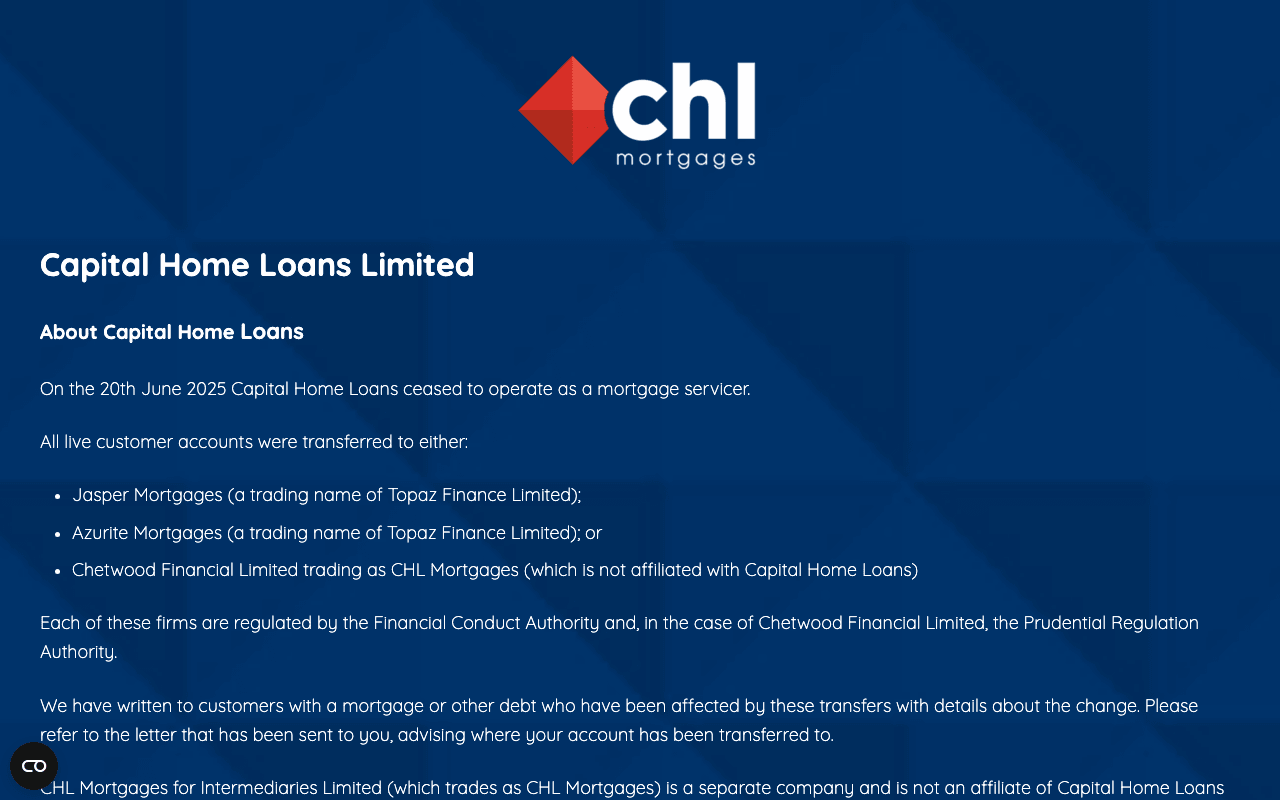 CHL Mortgages website