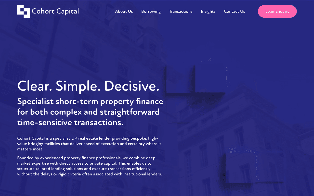 Cohort Capital website preview