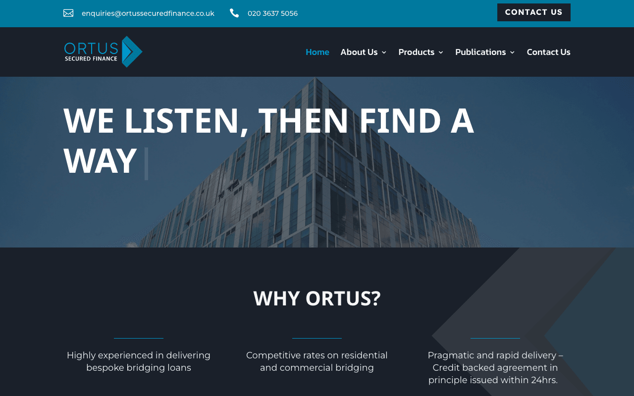 Ortus Secured Finance website preview