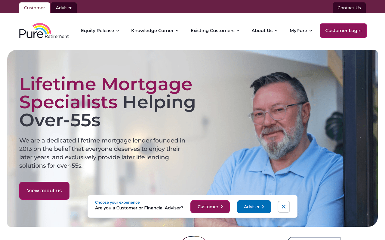 Pure Retirement website