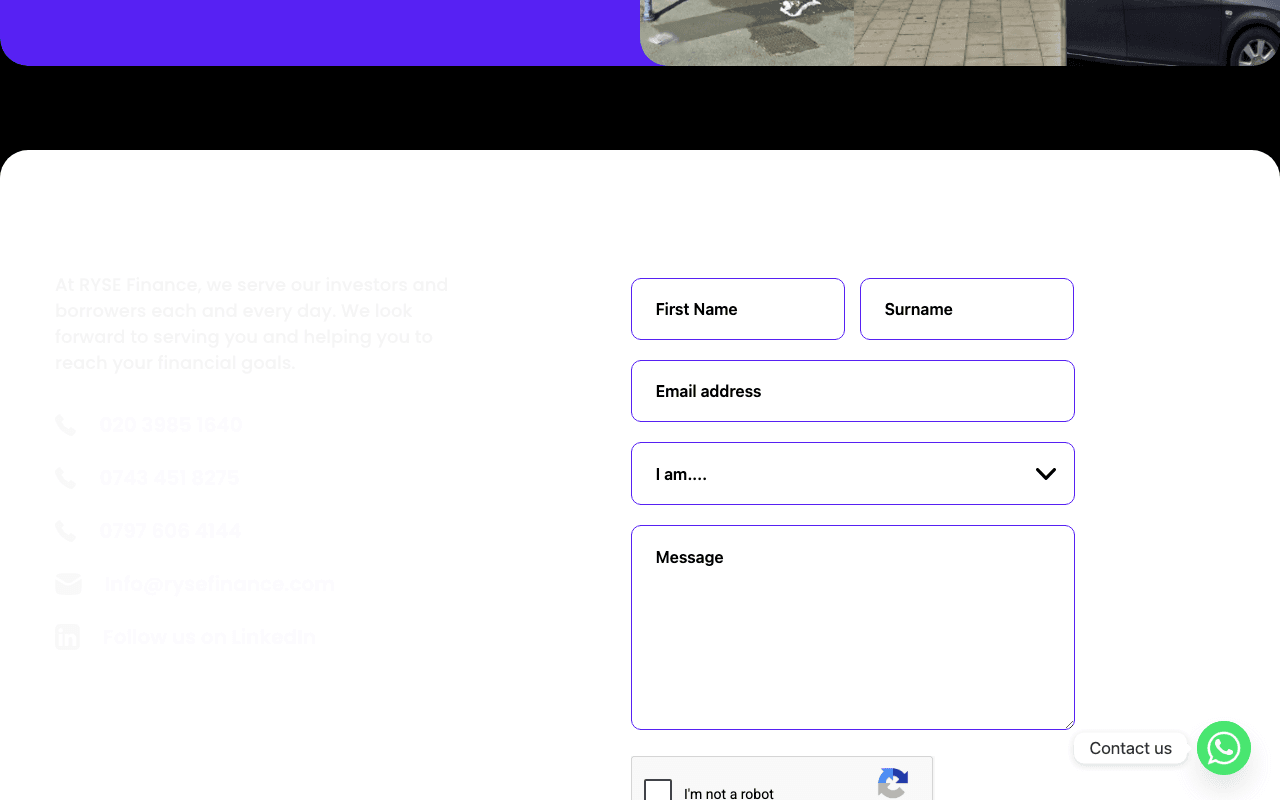 Ryse Finance website preview