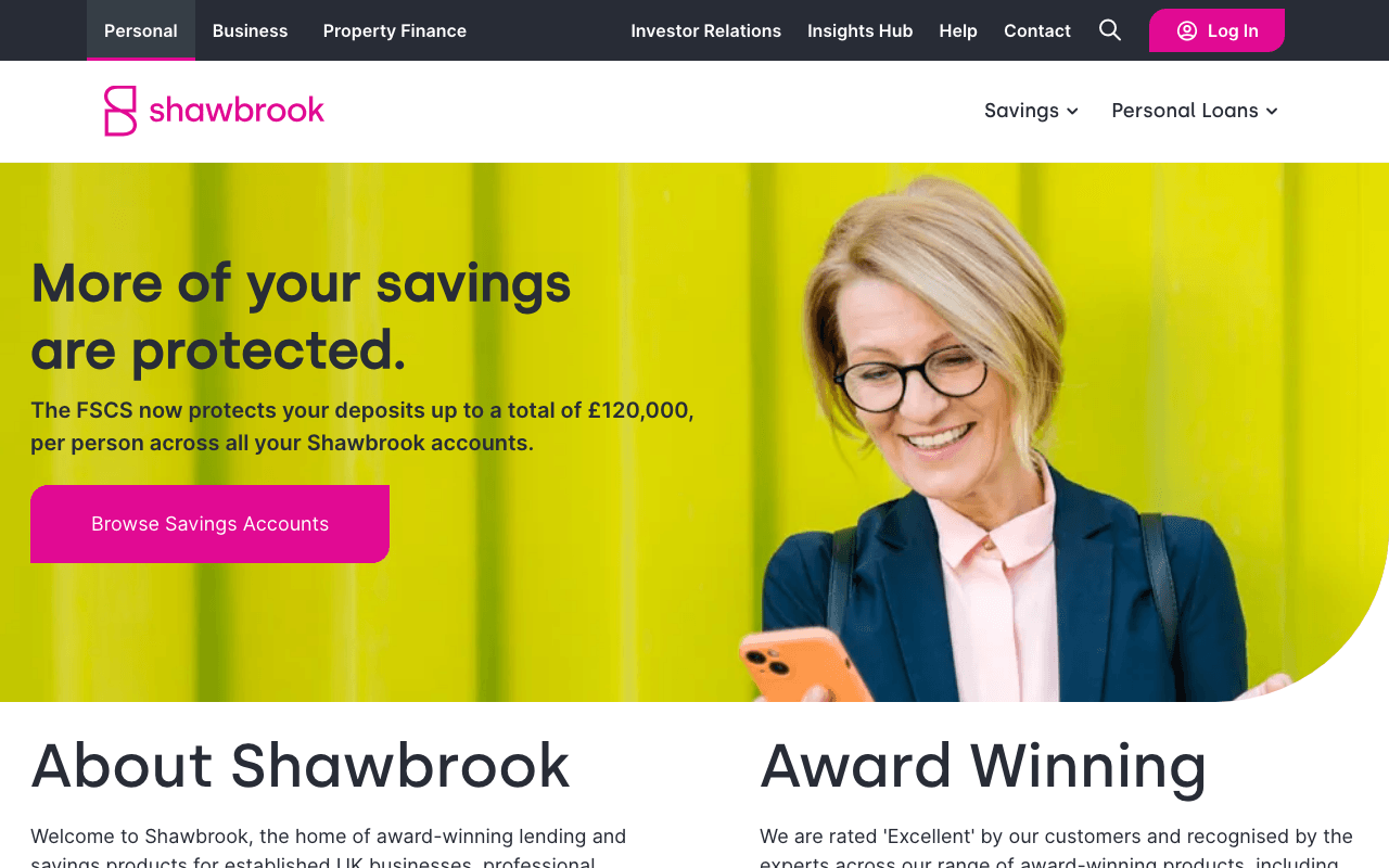 Shawbrook Bank website preview