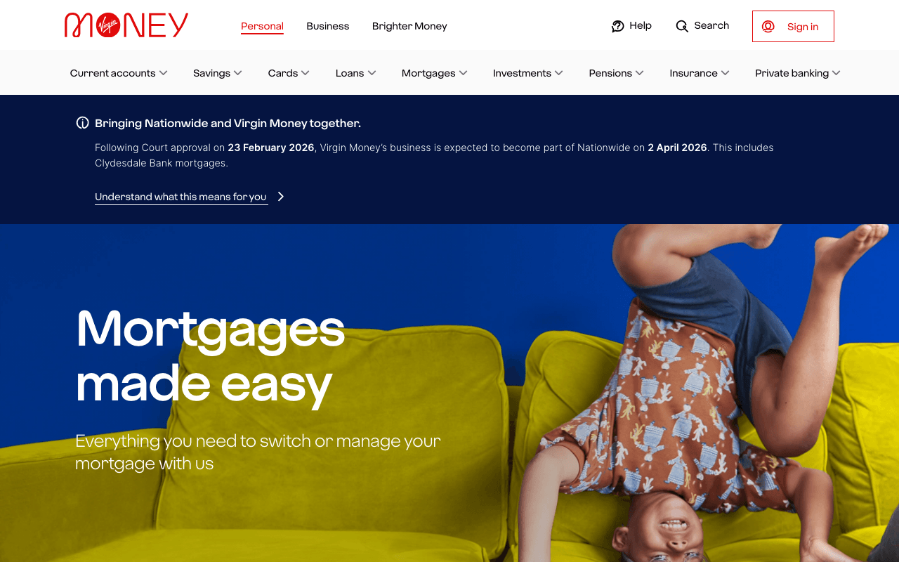 Virgin Money website