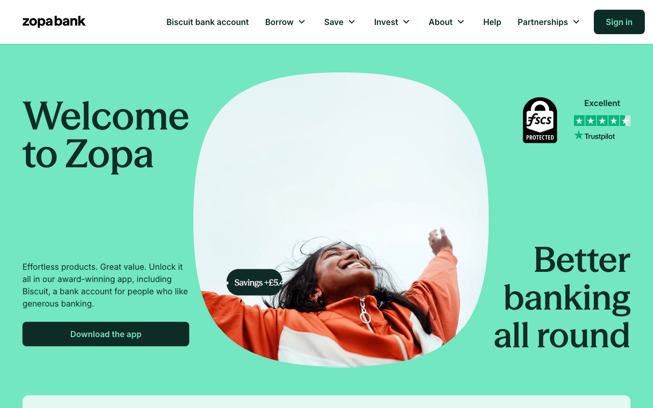 Zopa Bank website