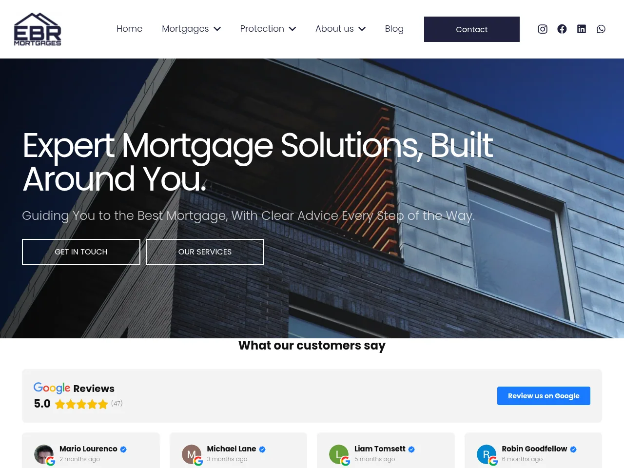 EBR Mortgages website preview