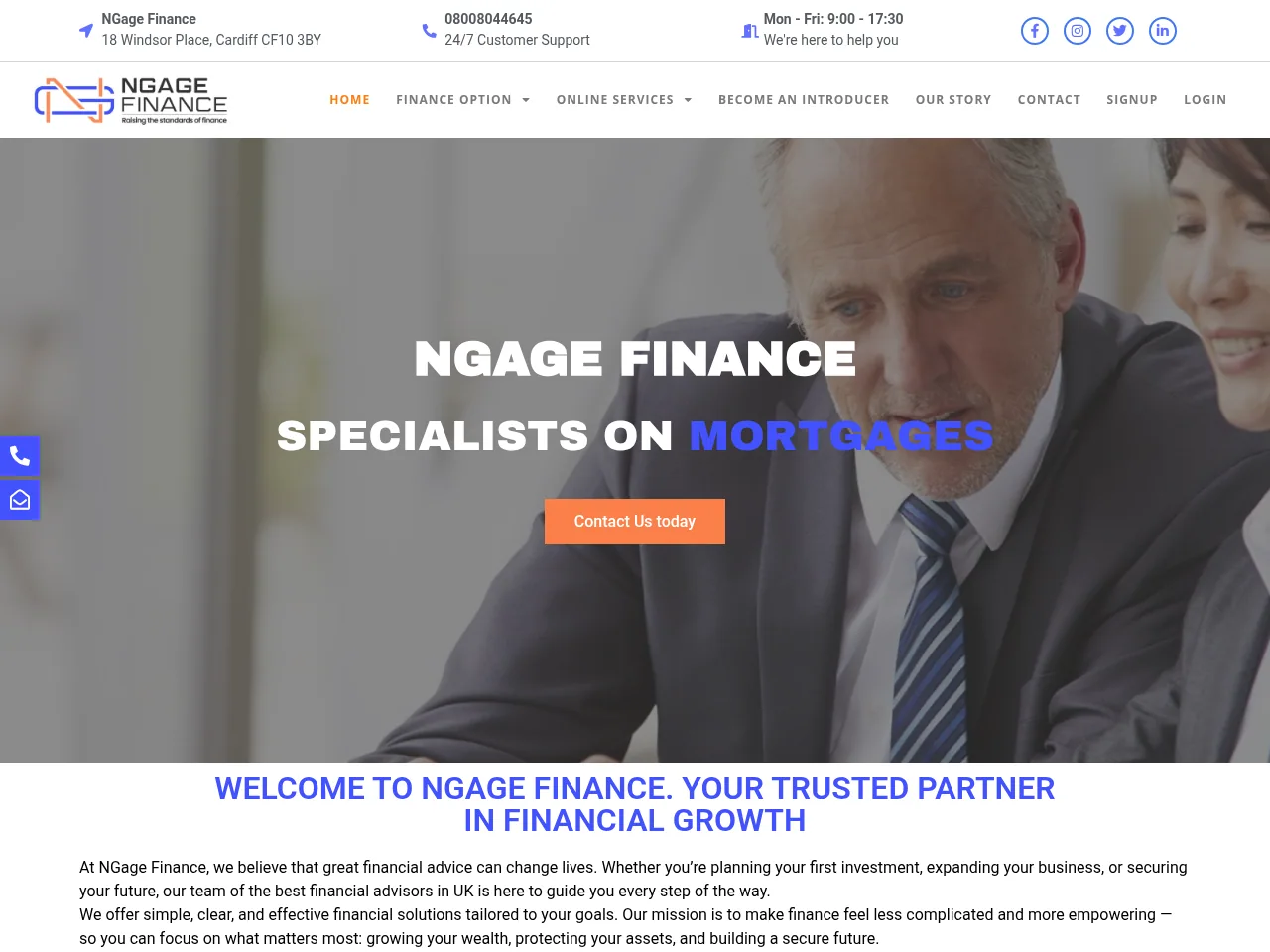 NGage Finance website preview