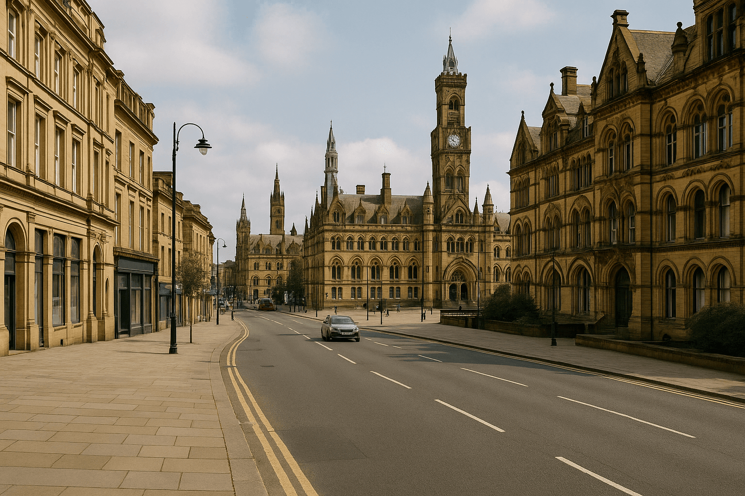 AI-generated aerial-style hero image for Bradford