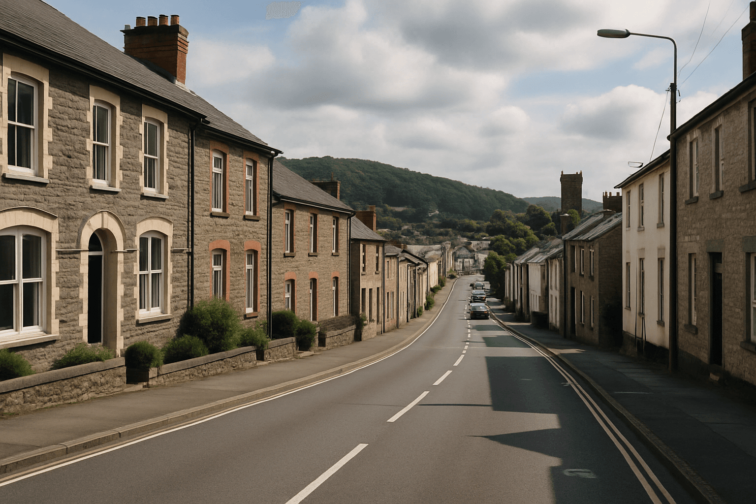 AI-generated aerial-style hero image for Wales