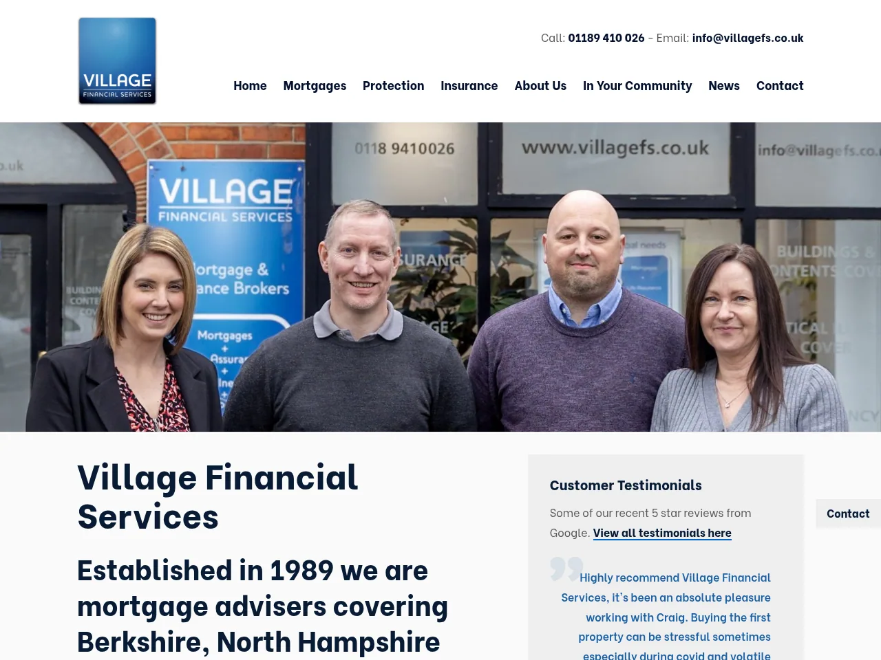 Village Financial Services website preview