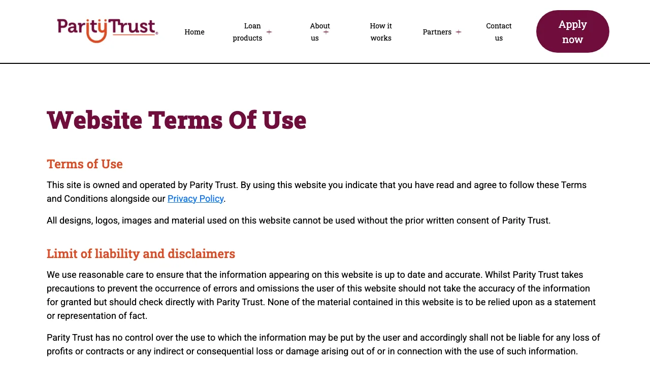 Parity Trust website preview