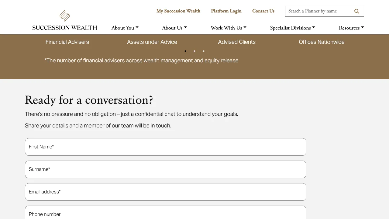 Succession Wealth - Oxford website preview