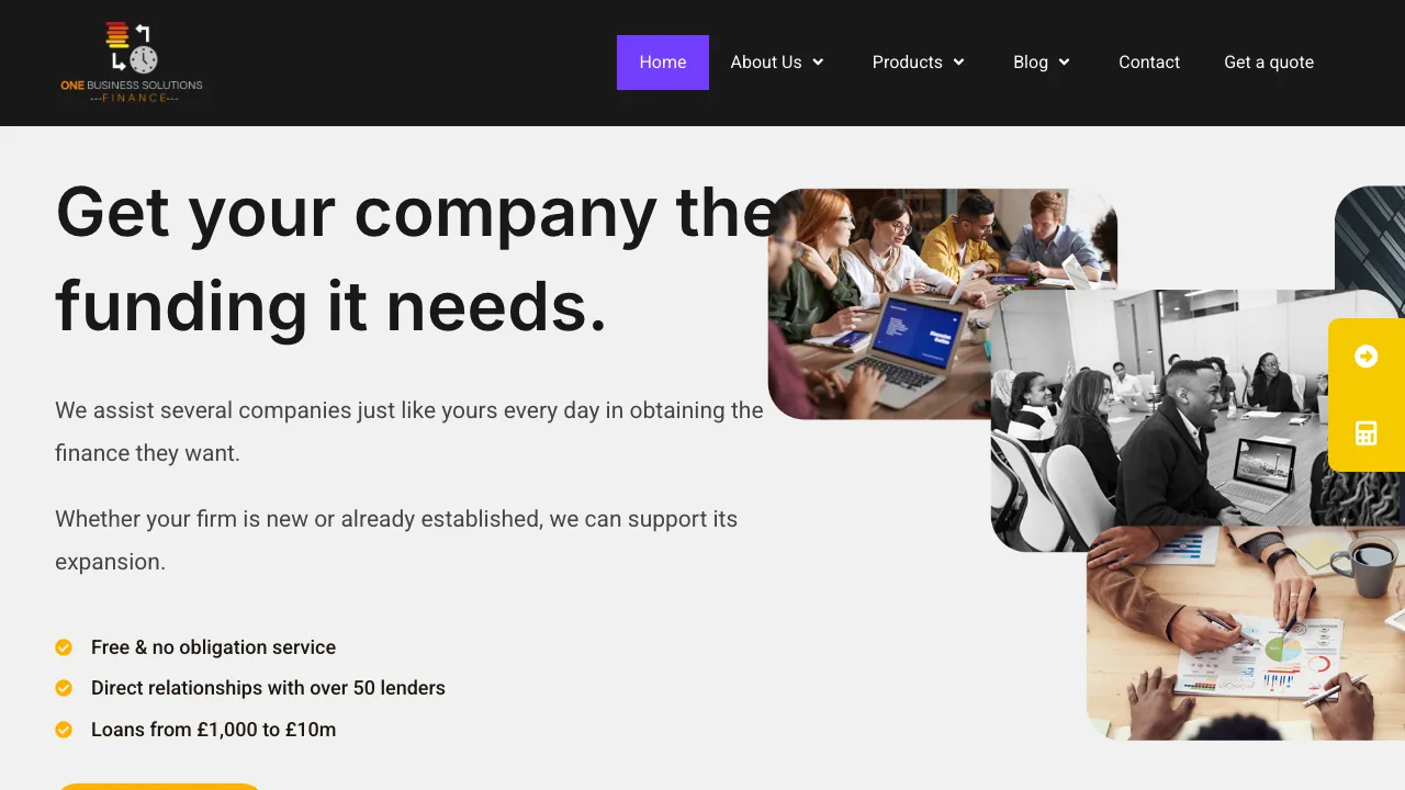 One Business Solutions Finance website preview