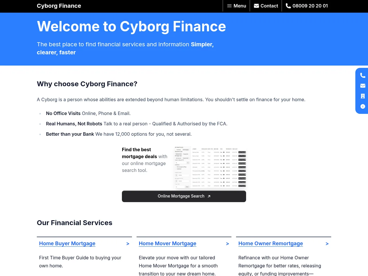 Cyborg Finance website preview