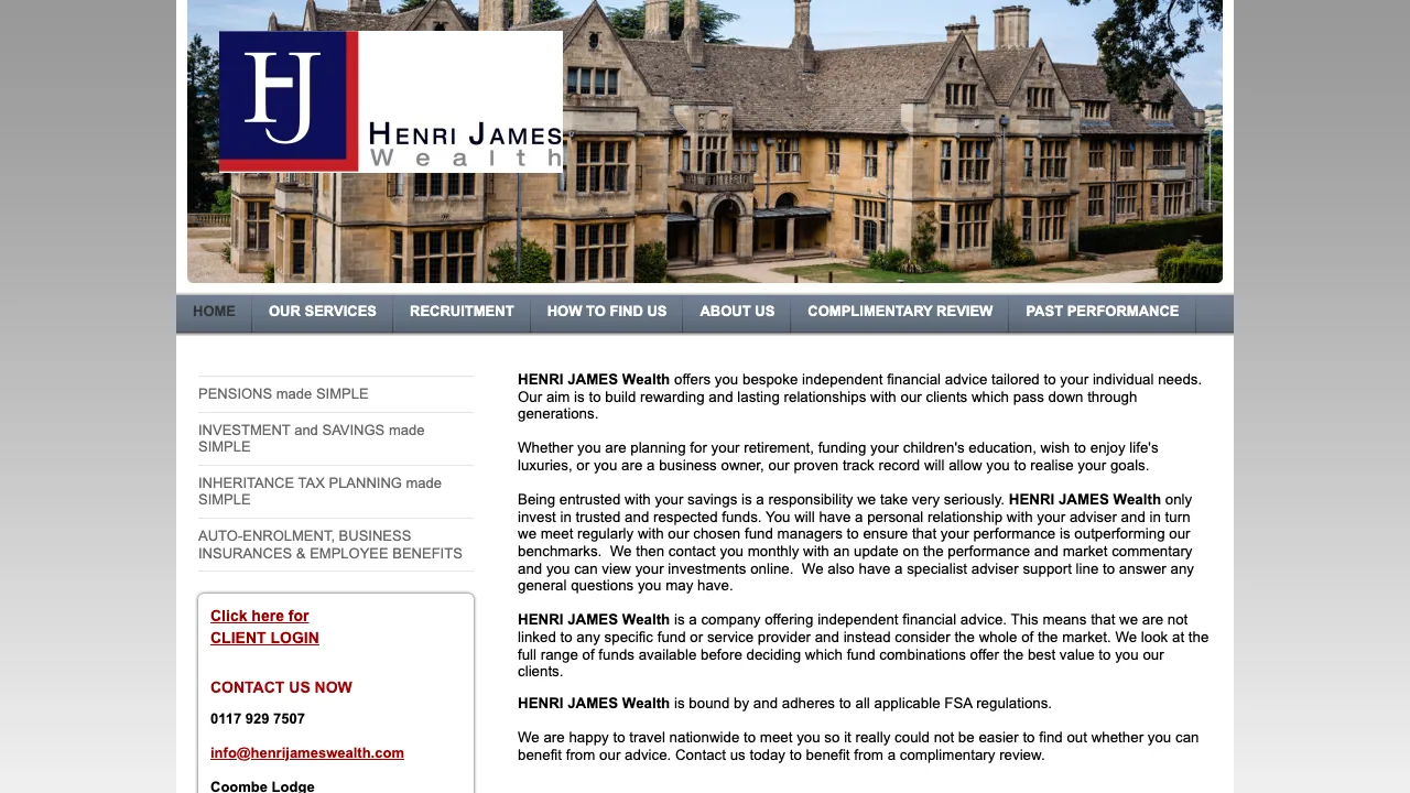 Henri James Wealth website preview