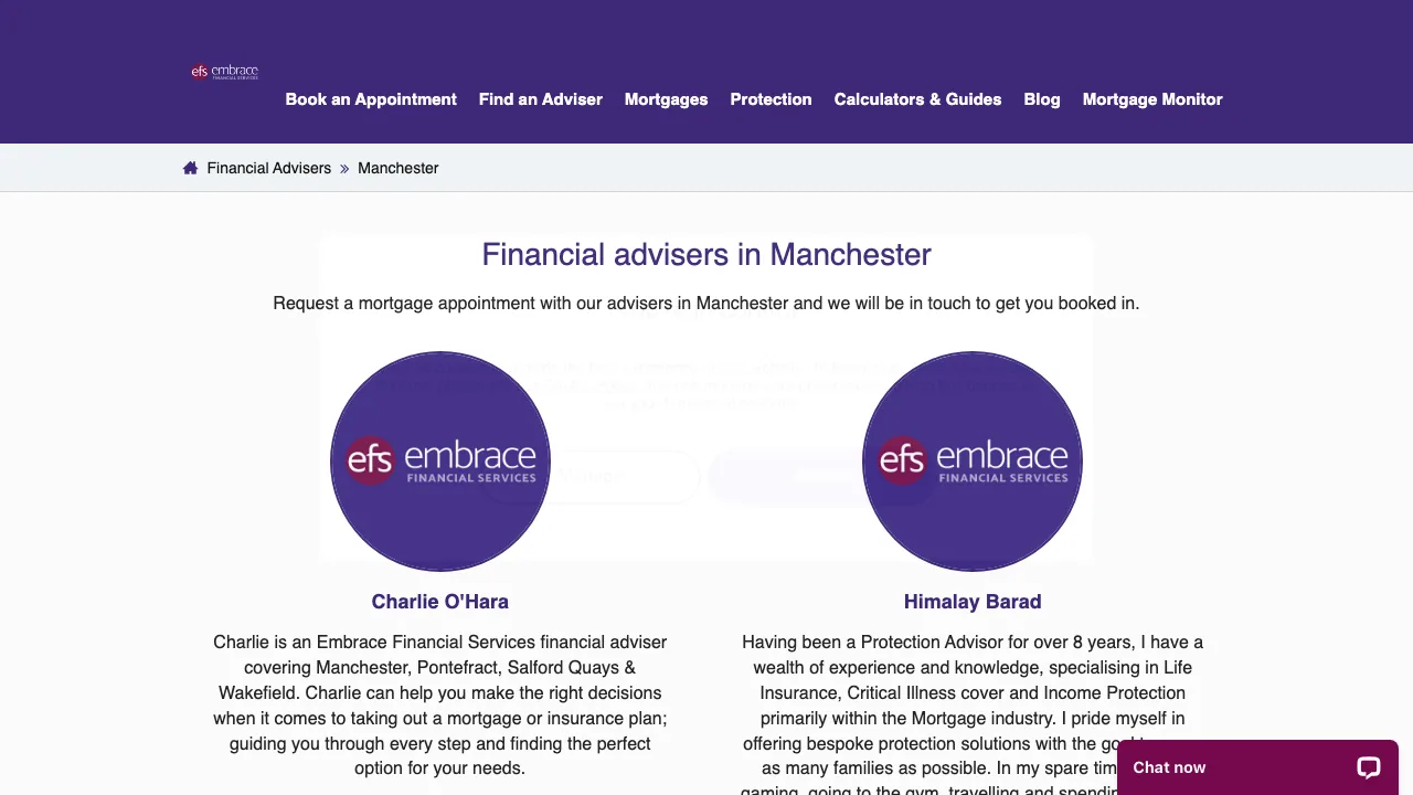 Embrace Financial Services - Manchester website preview