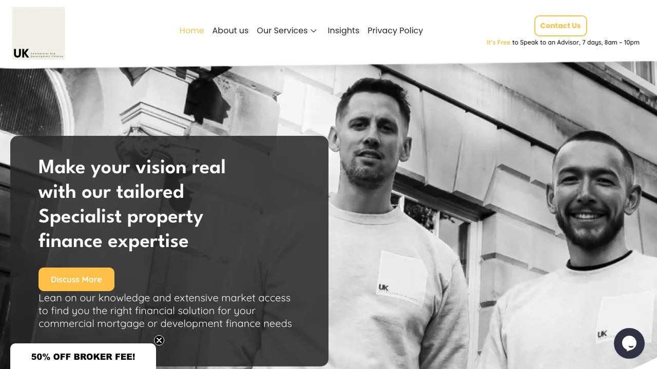 UK Commercial and Development Finance website preview